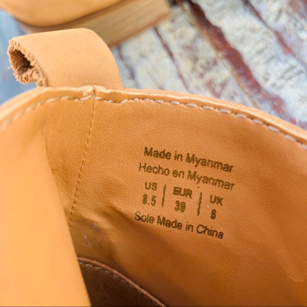 ALDO NEW Camel Ombre Tan Leather Zip BlockHeel Chelsea Boots - Picture 14 of 16